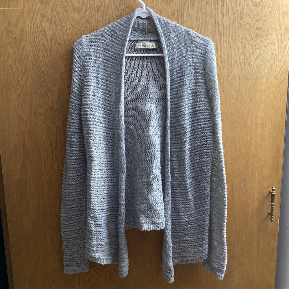 A&F soft gray crocheted cardigan